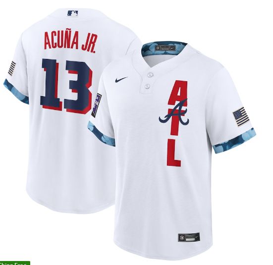 Men Atlanta Braves 13 Acuna jr White 2021 All Star Game Nike MLB Jersey